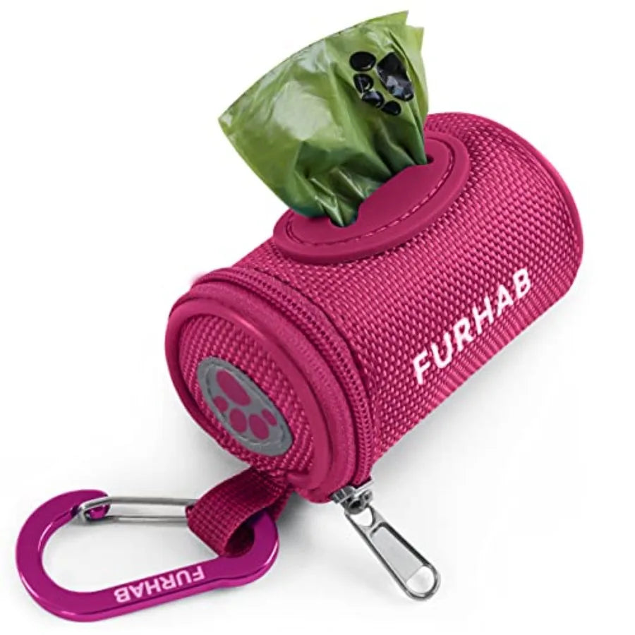 Dog Poop Bag Holder With Carabiner Clip And Nylon Dispenser