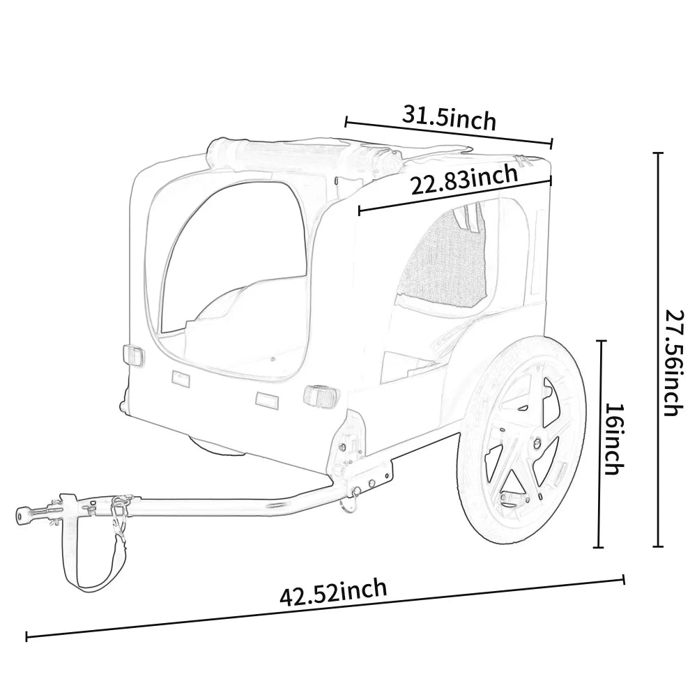 Foldable Dog Bike Trailer with Waterproof Canopy and Mesh Windows