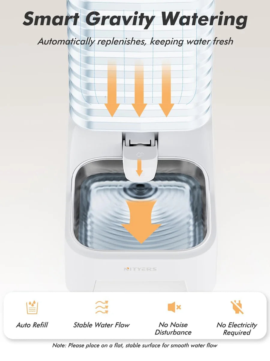 NITYERS Automatic Gravity Pet Water Dispenser With Stainless Steel Tray