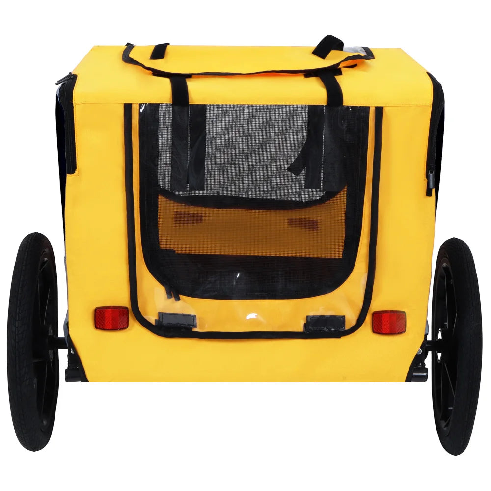 Foldable Dog Bike Trailer with Waterproof Canopy and Mesh Windows