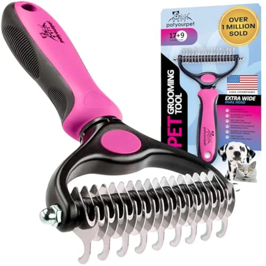Gentle Double Sided Deshedding Brush for Cats and Dogs