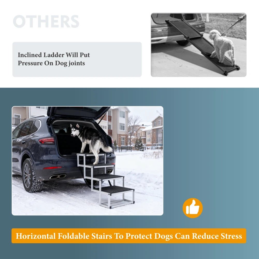 LISM Foldable Non Slip Dog Ramp for Cars SUVs and Trucks