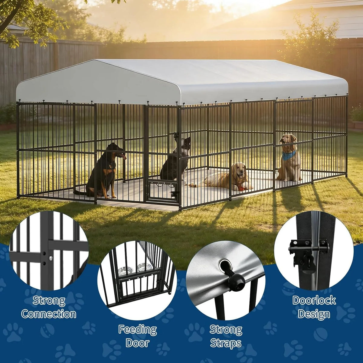 Heavy Duty Outdoor Dog Kennel With Secure Walk In Run