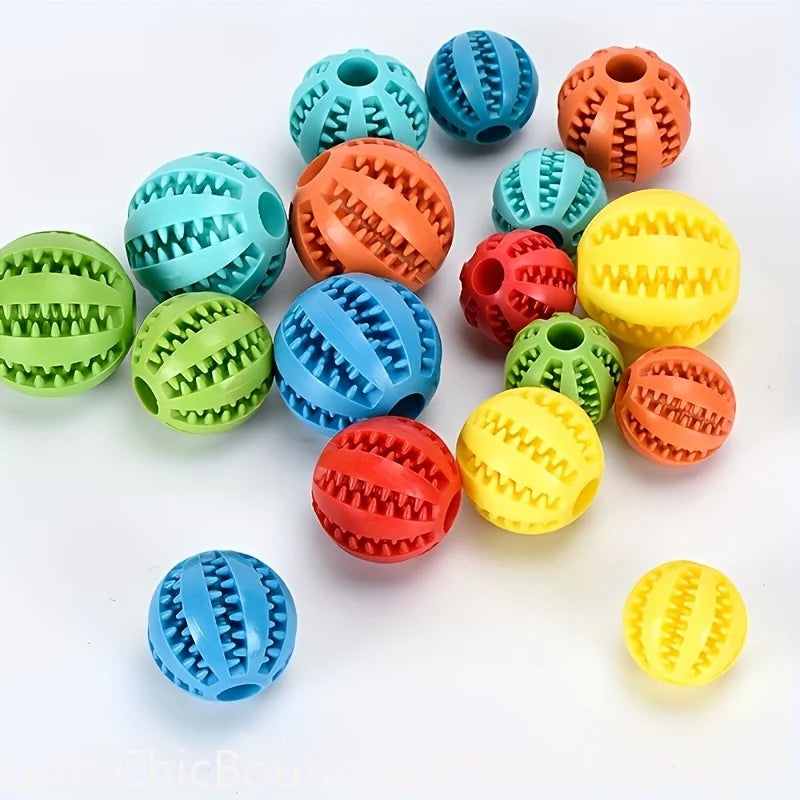 Durable Rubber Treat Dispensing Dog Ball Interactive Chew Toy