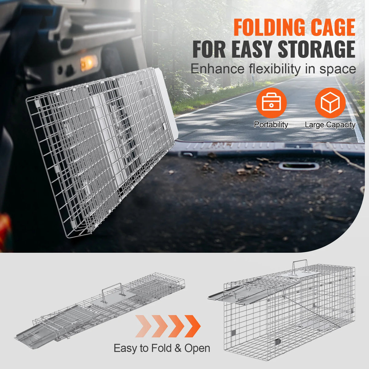 SucceBuy Humane Folding Cage Trap for Cats Rabbits and Squirrels