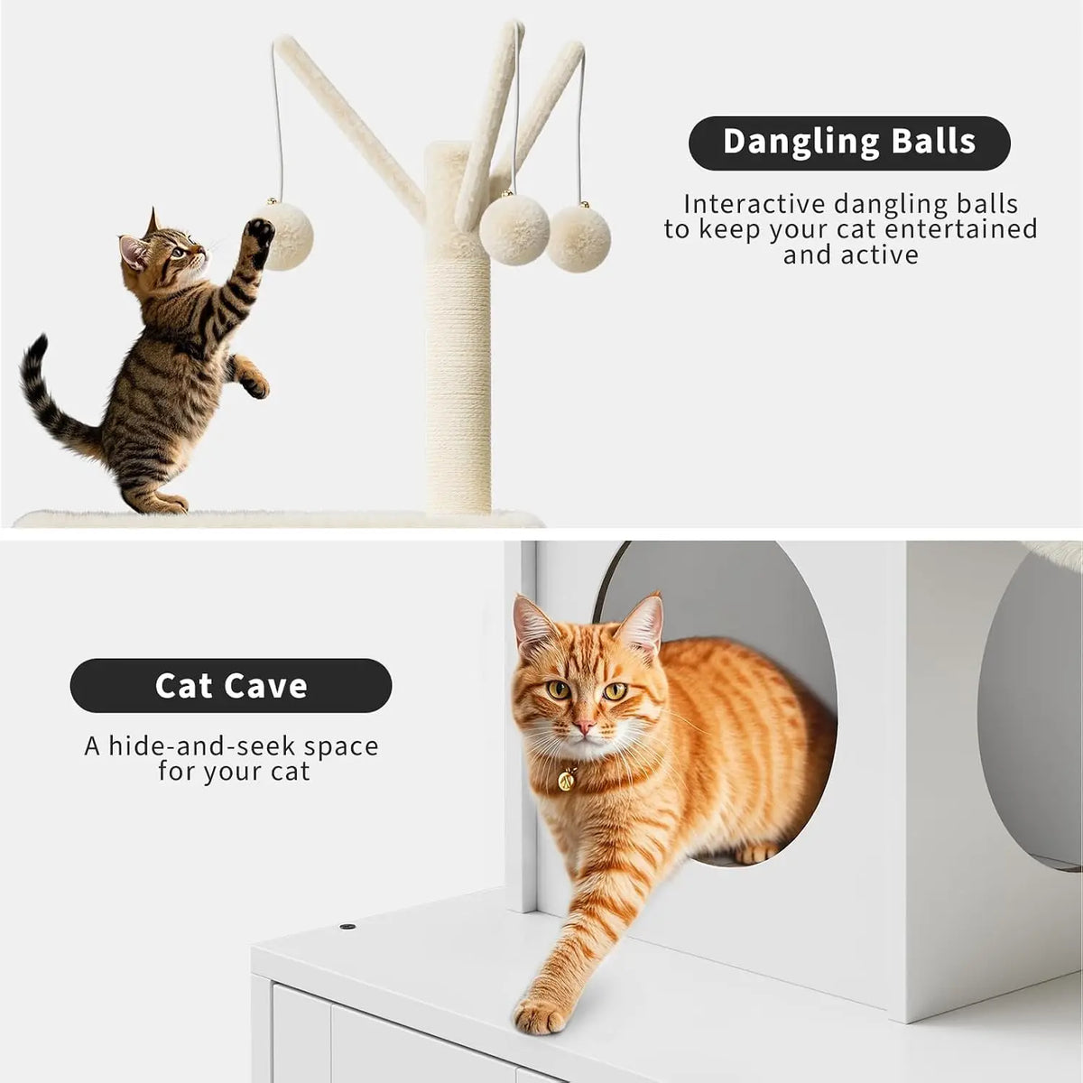 Tacleekii Modern Cat Tree With Hidden Litter Box Enclosure