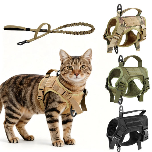 Escape Proof Tactical Cat Harness and Leash Set Adjustable