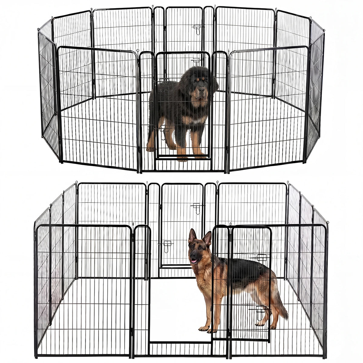 JHK Metal 12 Panels Dog Playpen Pet Fence 24 Inch to 40 Inch Foldable Large Dog Puppy Exercise for Yard Gate Camping Outdoor