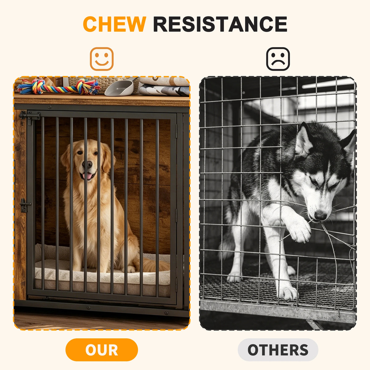 Large Wooden Dog Crate Furniture Indoor Pet Cage Kennel with Storage Top and Removable Cover for Small Medium Dogs