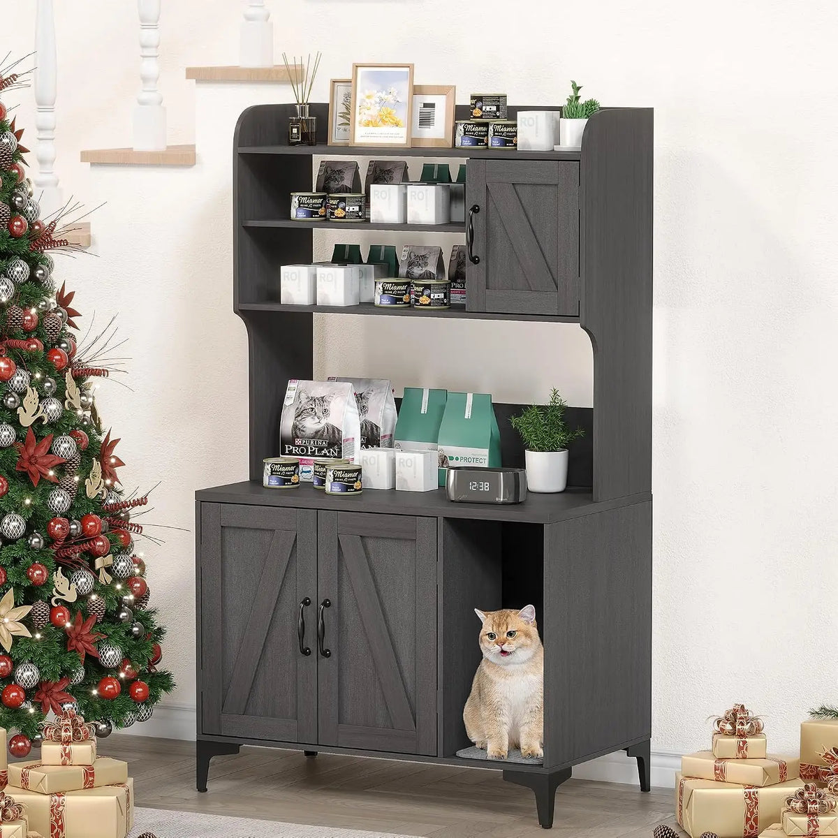 Garvee Cat Litter Box Enclosure Cabinet With Storage