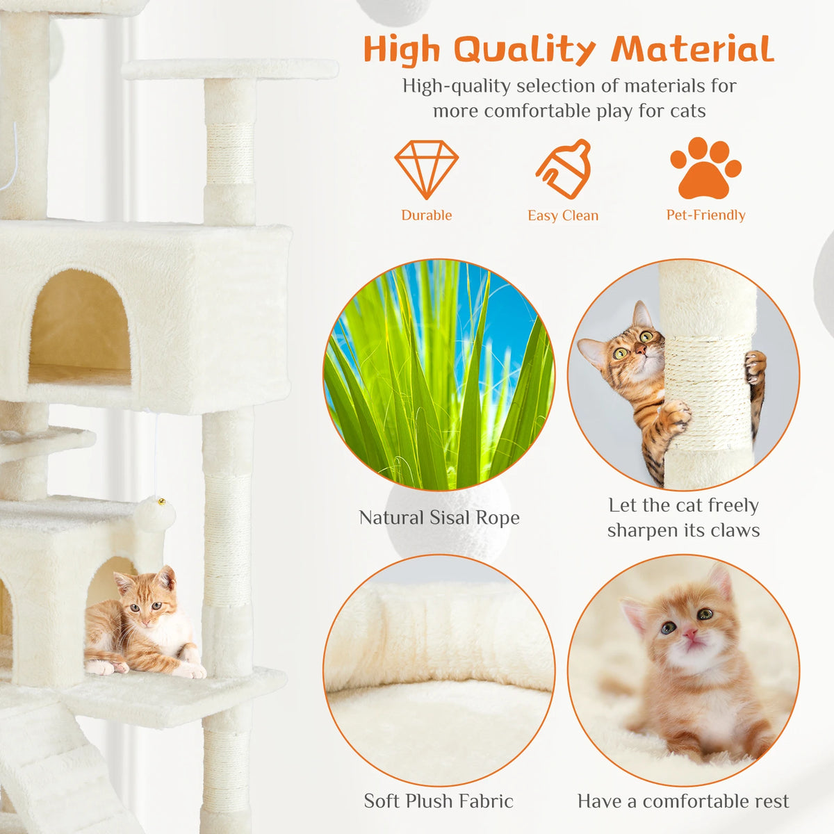 JHK Multi-Level Cat Tree Tower With Sisal Scratching Posts