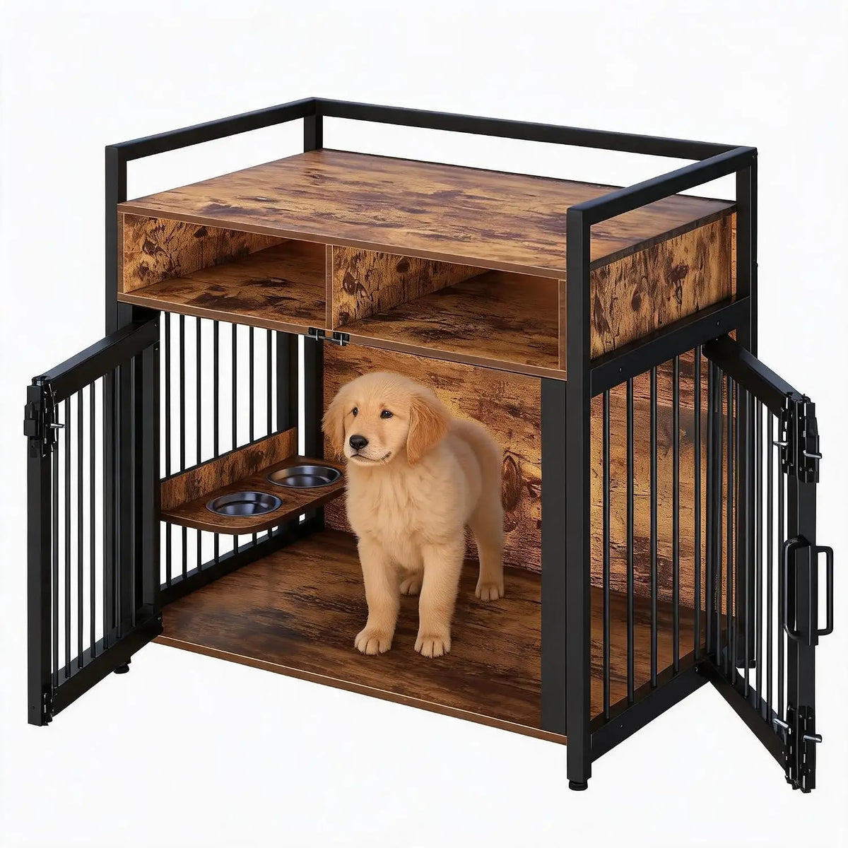 Garvee Wooden Dog Crate Furniture With Shelves And Storage