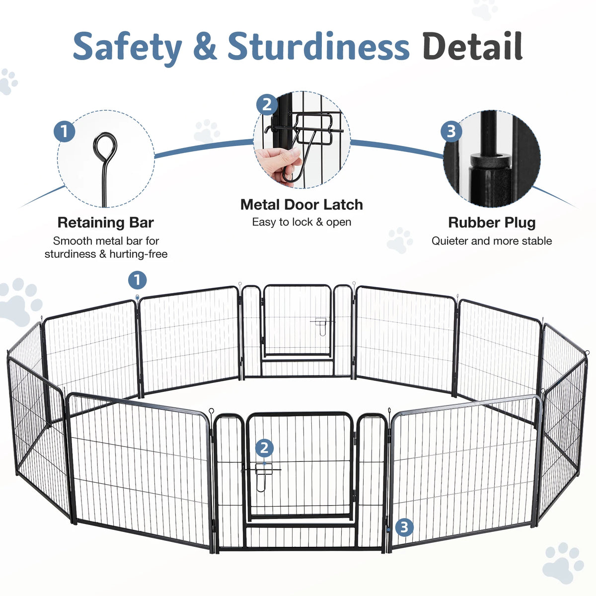 JHK Metal 12 Panels Dog Playpen Pet Fence 24 Inch to 40 Inch Foldable Large Dog Puppy Exercise for Yard Gate Camping Outdoor