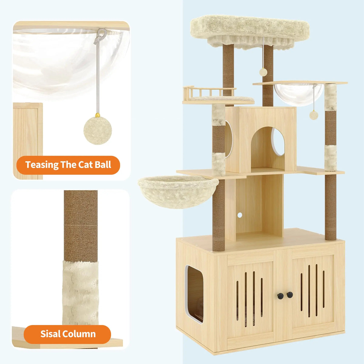 Studyset Cat Tree With Hidden Litter Box And Scratching Posts