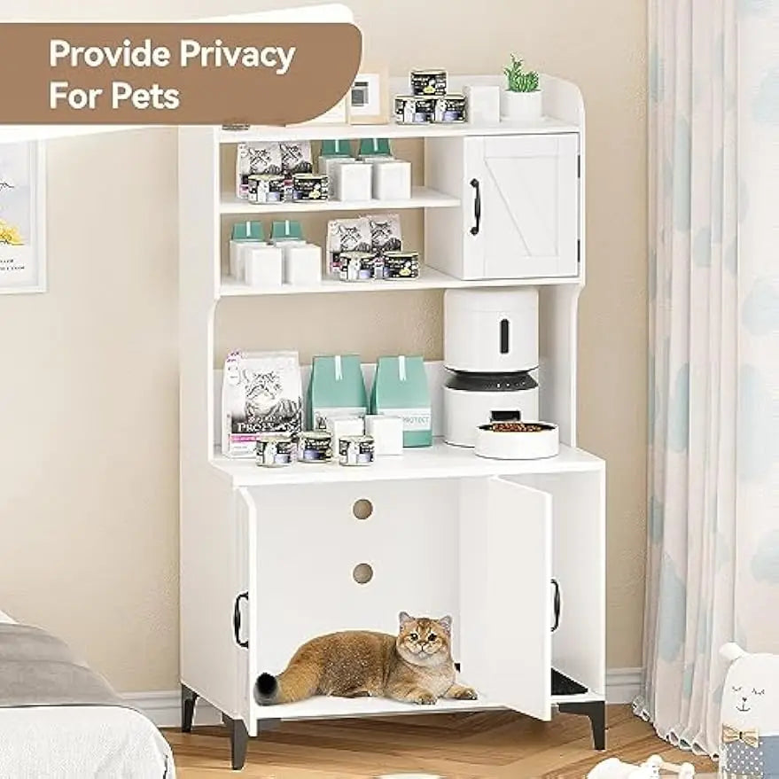 Garvee Cat Litter Box Enclosure Cabinet With Storage