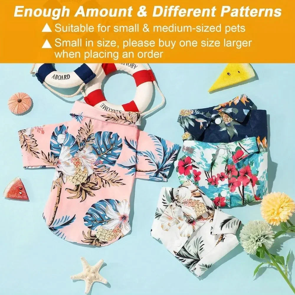 Breathable Hawaiian Floral Pet Shirts for Dogs and Cats