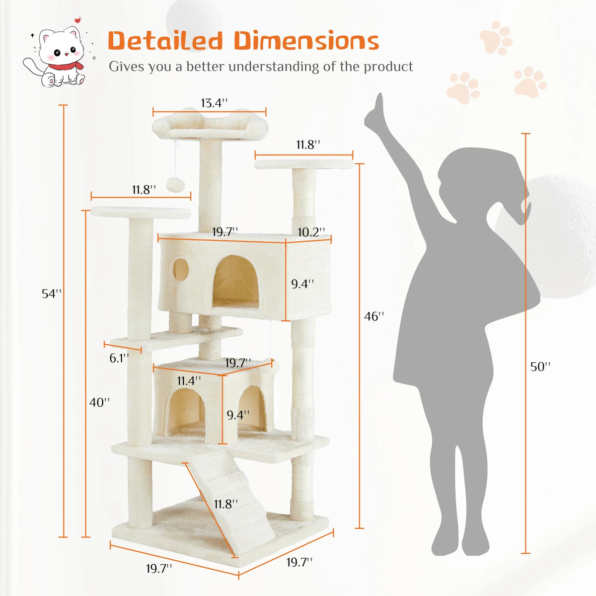 JHK Multi-Level Cat Tree Tower With Sisal Scratching Posts