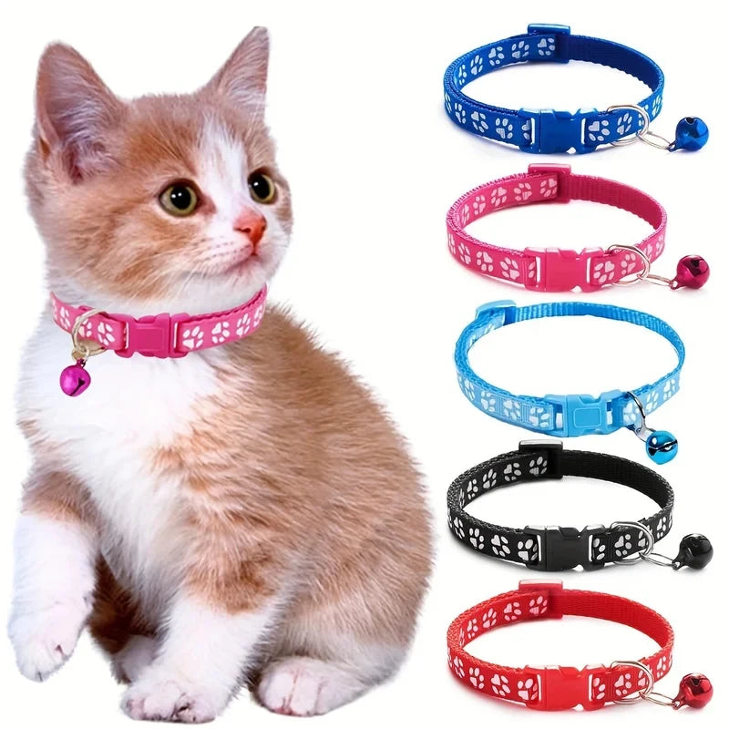 Patterned Cat Collar With Bell Adjustable for Safe Daily Wear