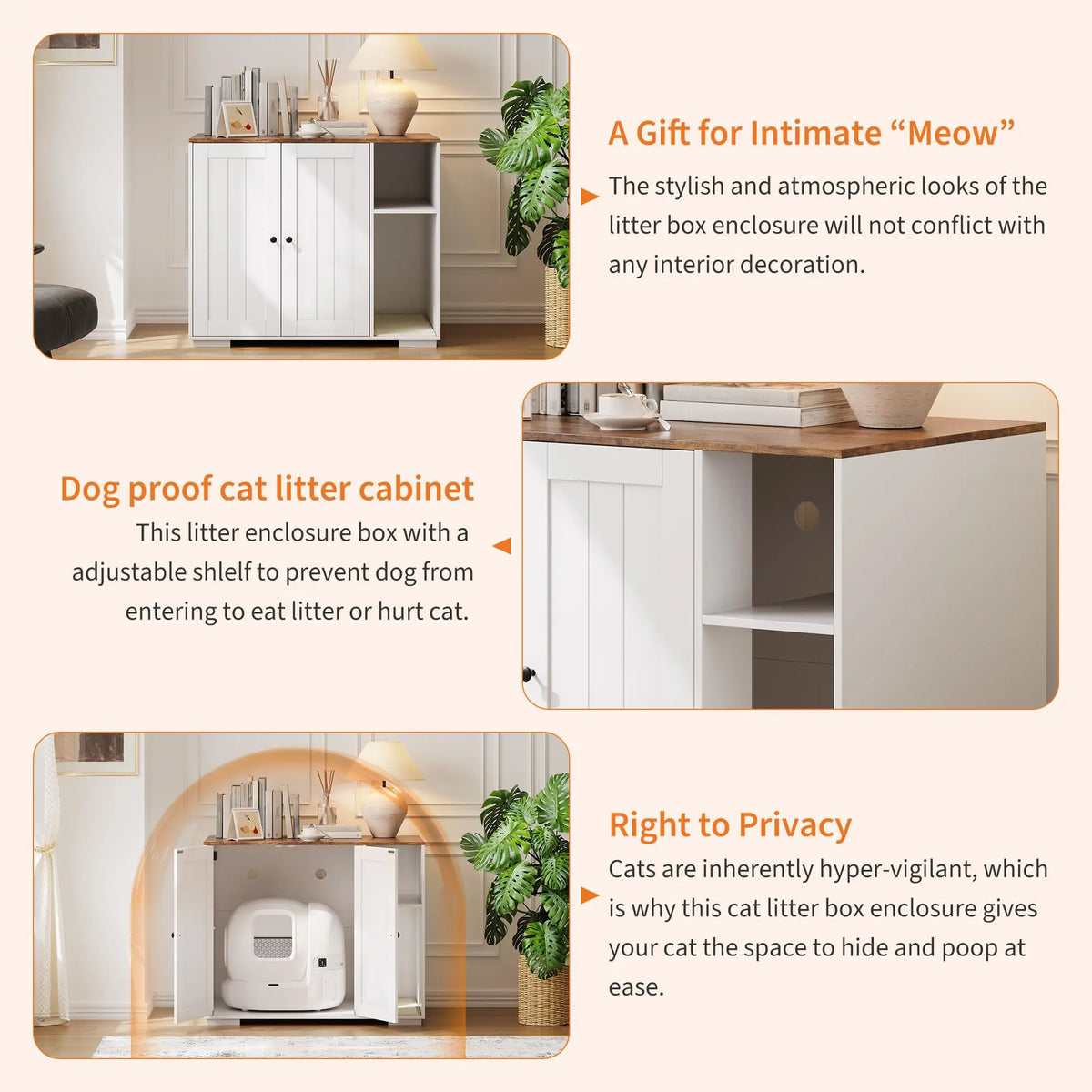 HiMISS Cat Litter Robot Enclosure With Shelf And Power Outlet