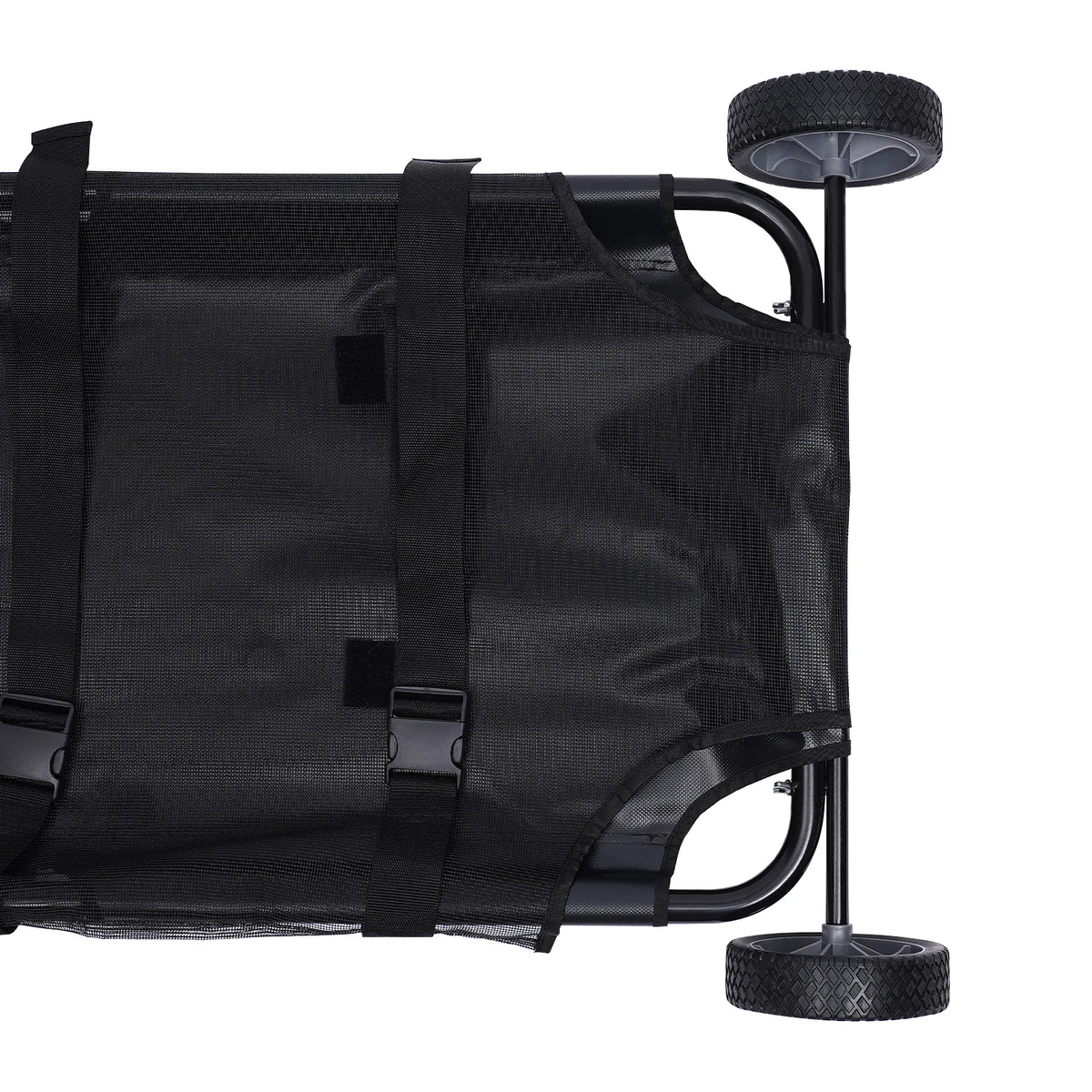Black Pet Stretcher—Stainless Steel/Oxford Cloth 110lbs Load+Mesh Envelope 2Wheels+Adjustable Strap Foldable(25.59x25.59x3.14in)