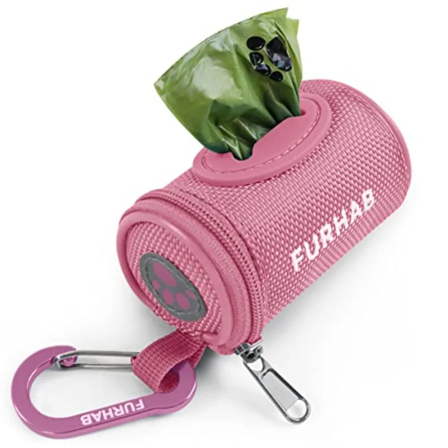 Dog Poop Bag Holder With Carabiner Clip And Nylon Dispenser