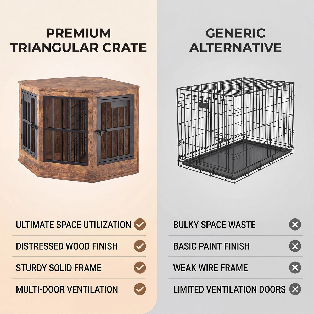 Modern Wooden Corner Dog Crate Furniture Indoor Pet House