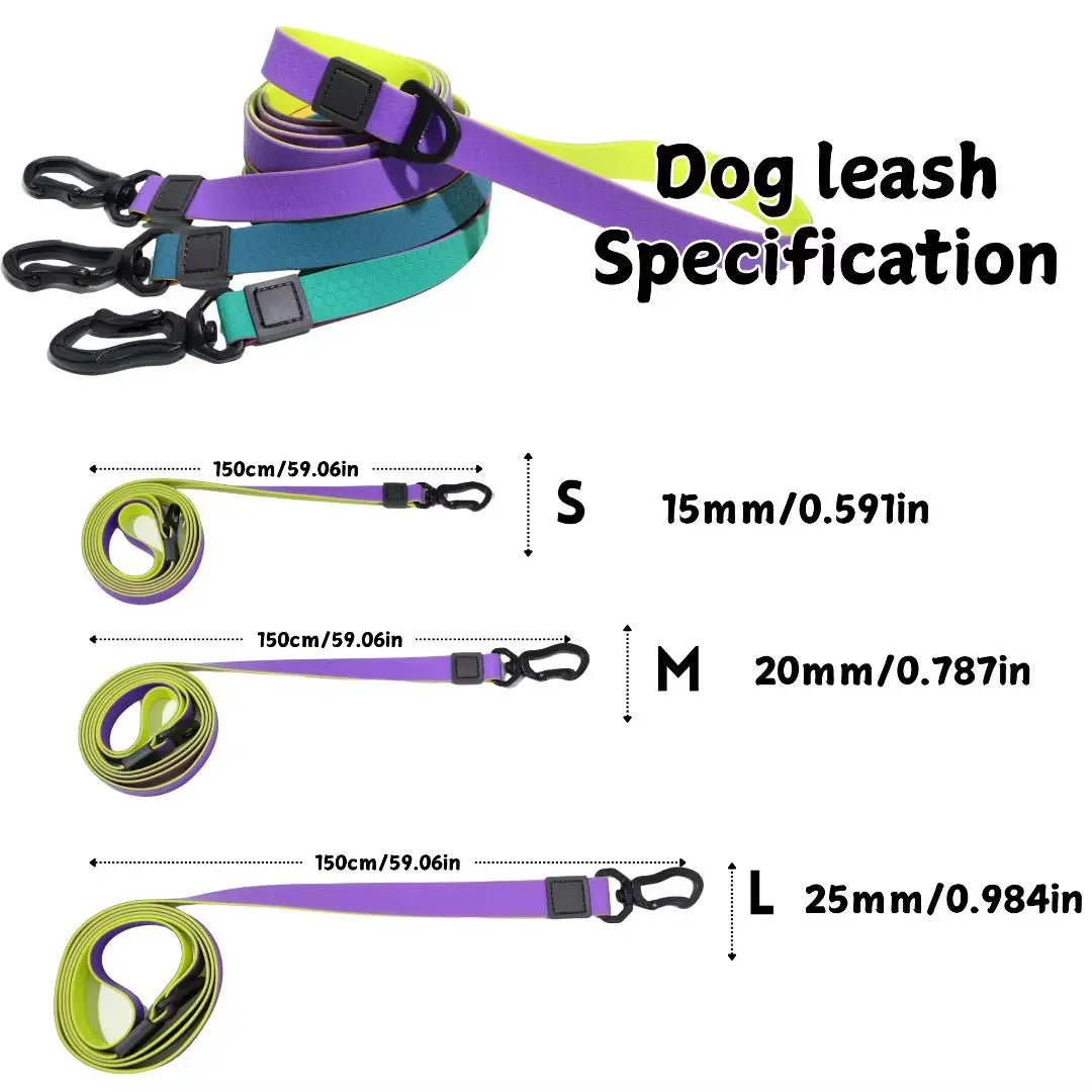 Waterproof PVC Dog Collar and Leash Set with Heavy Duty Swivel Clip for Small Medium and Large Dogs
