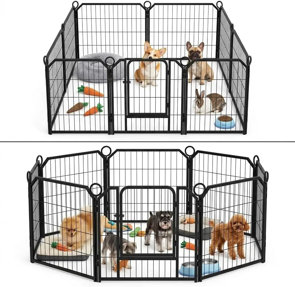Garvee Metal Puppy Playpen With Secure Door For Indoor Outdoor Use