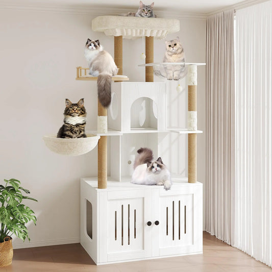 Studyset Cat Tree With Hidden Litter Box And Scratching Posts
