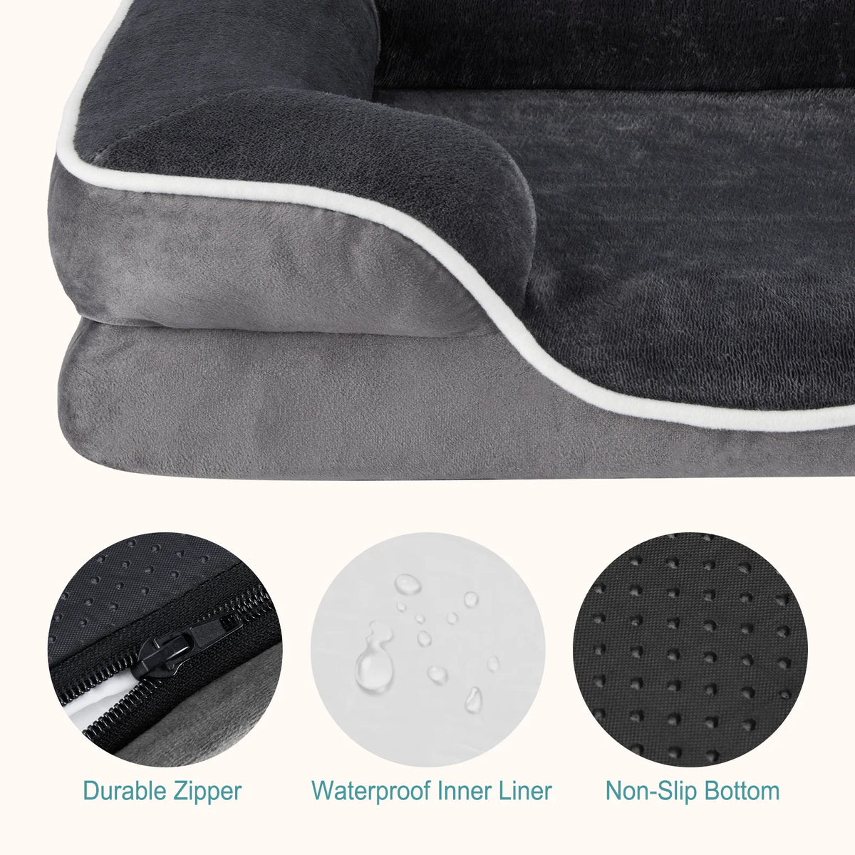 MCQ Orthopedic Memory Foam Dog Bed With Washable Waterproof Cover