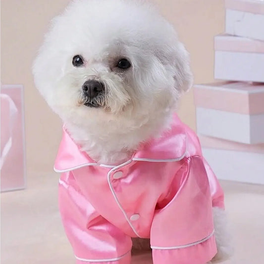 Cute Silk Button Closure Pajamas for Dogs and Cats
