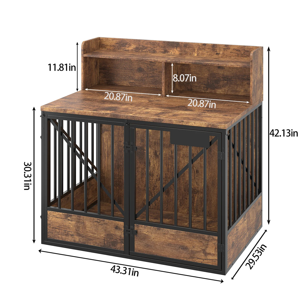 Multifunctional Wooden Dog Crate Furniture With Dual Storage Compartments